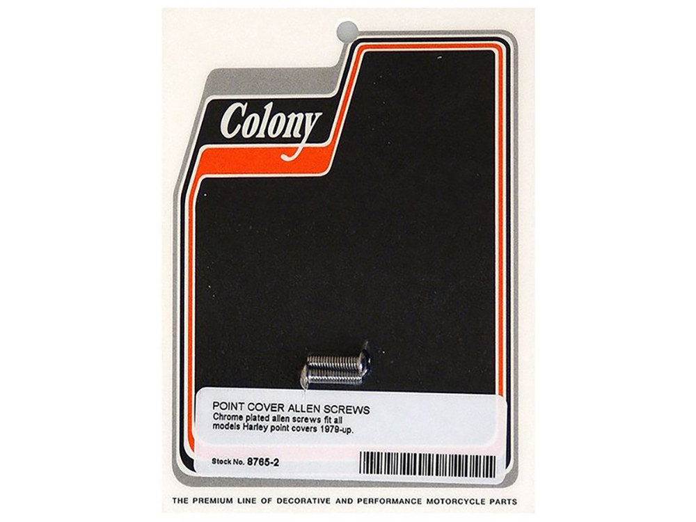 Colony Machine Points Cover Bolts – Chrome. Fits Big Twin 1979-1999.