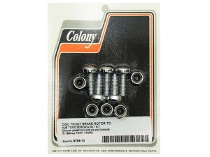 Colony Machine Front Disc Rotor Bolts with Nyloc Nuts – Chrome. Fits H-D Big Twin 1984up & Sportster 1984-2021. Colony Machine Front Disc Rotor Bolts with Nyloc Nuts – Chrome. Fits H-D Big Twin 1984up & Sportster 1984-2021.
