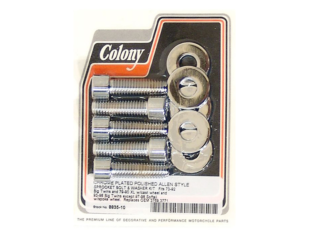 Colony Machine Rear Pulley or Sprocket Bolts – Chrome Allen Head. 7/16in.-14 x 1.50in.