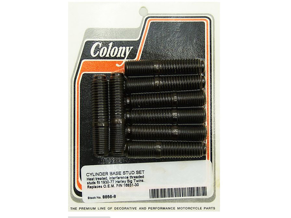 Colony Machine Cylinder Base Studs. Fits Big Twin 1930-1977 with 74ci / 1200cc Engine.