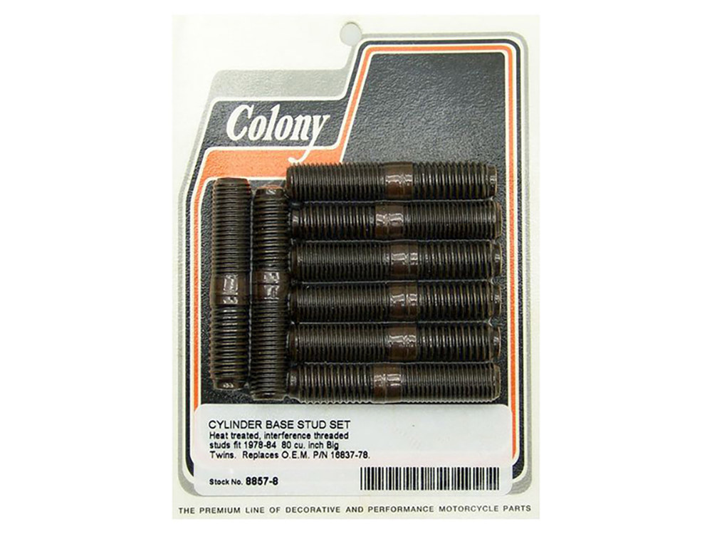 Colony Machine Cylinder Base Studs. Fits Big Twin 1978-1984 with 80ci / 1340cc.