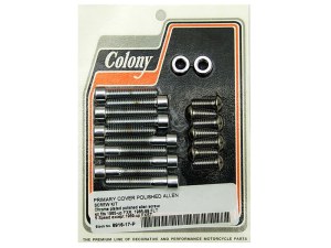 Colony Machine Polished Allen Head Primary Cover Bolts – Chrome. Fits FXR 1985-1994 & Touring 1985-1999. Colony Machine Polished Allen Head Primary Cover Bolts – Chrome. Fits FXR 1985-1994 & Touring 1985-1999.