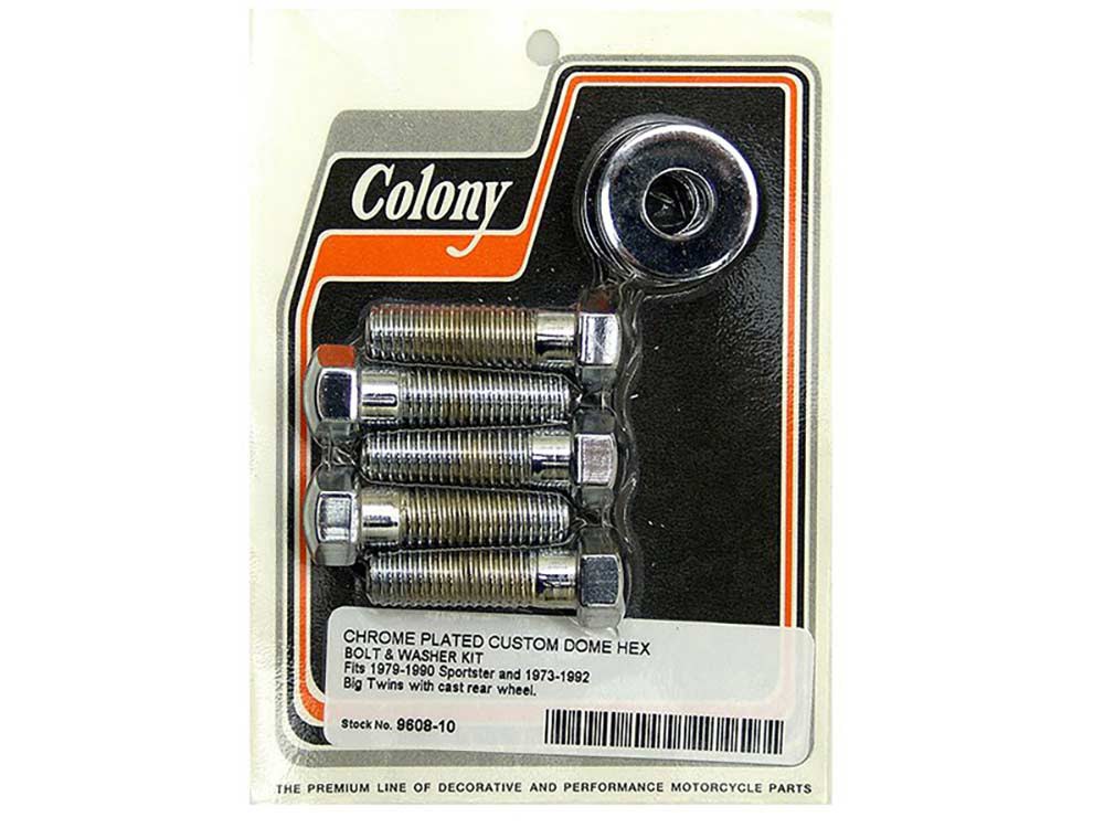 Colony Machine Rear Pulley or Sprocket Bolts – Chrome Hex Head. 7/16in.-14 x 1.50in.