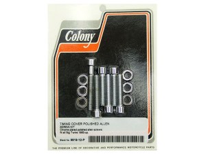 Colony Machine Polished Allen Head Cam Cover Bolts – Chrome. Fits Big Twin 1993-1999. Colony Machine Polished Allen Head Cam Cover Bolts – Chrome. Fits Big Twin 1993-1999.