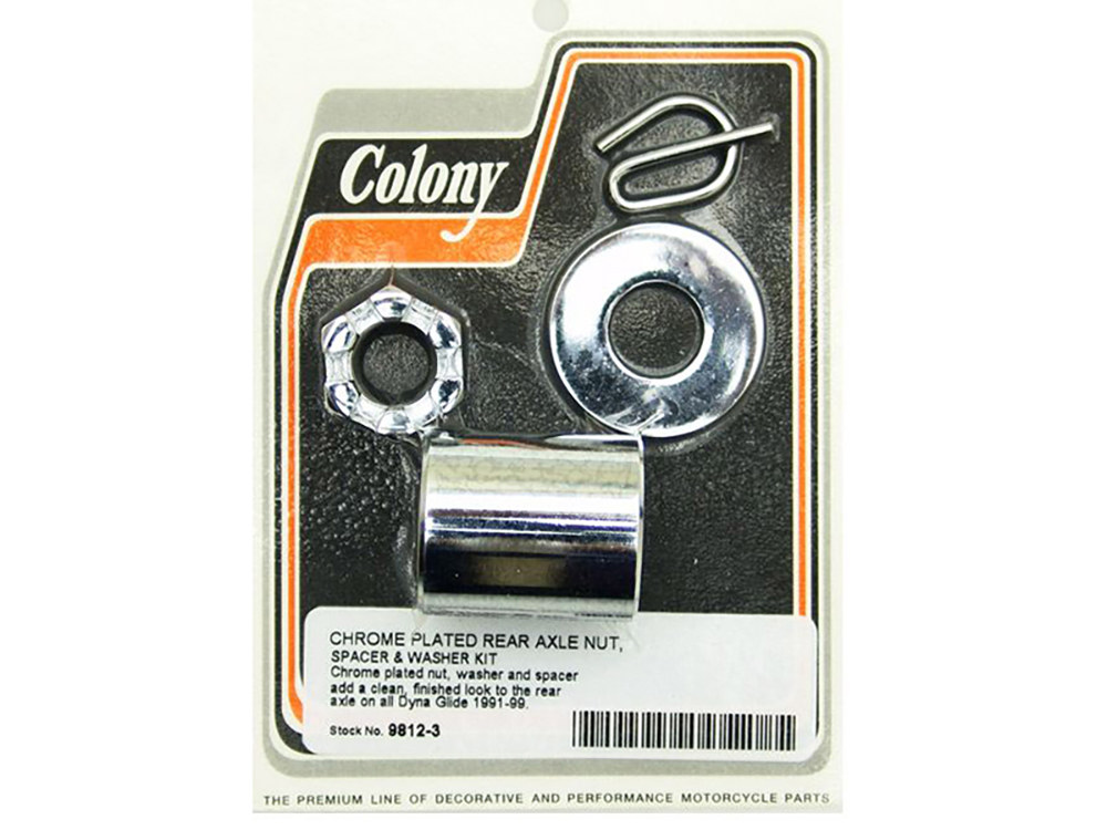 Colony Machine Rear Axle Spacer Kit – Chrome. Fits Dyna 1991-1999