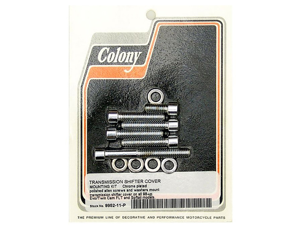 Colony Machine Transmission Top Bolts – Chrome. Fits 5Spd Softail 1998-2006 & Touring 1998-2006 Models.