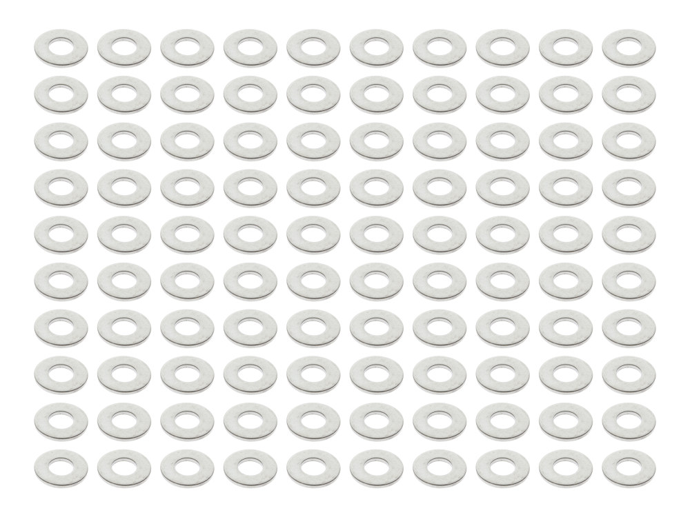 Colony Machine 1/4in. Flat Washer – Chrome. Pack of 100.