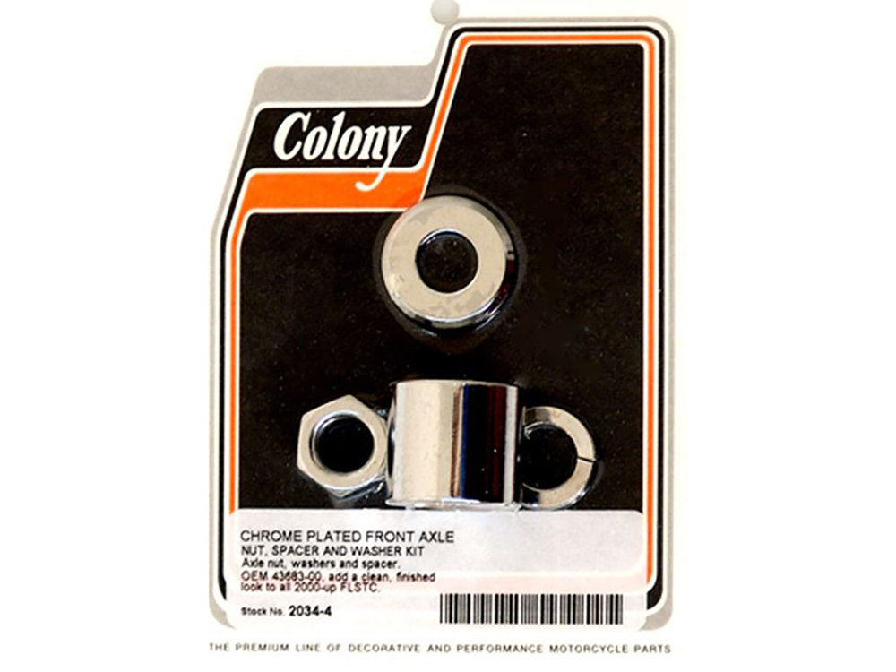 Colony Machine Front Axle Spacer Kit – Chrome. Fits Heritage Softail 2000-2006