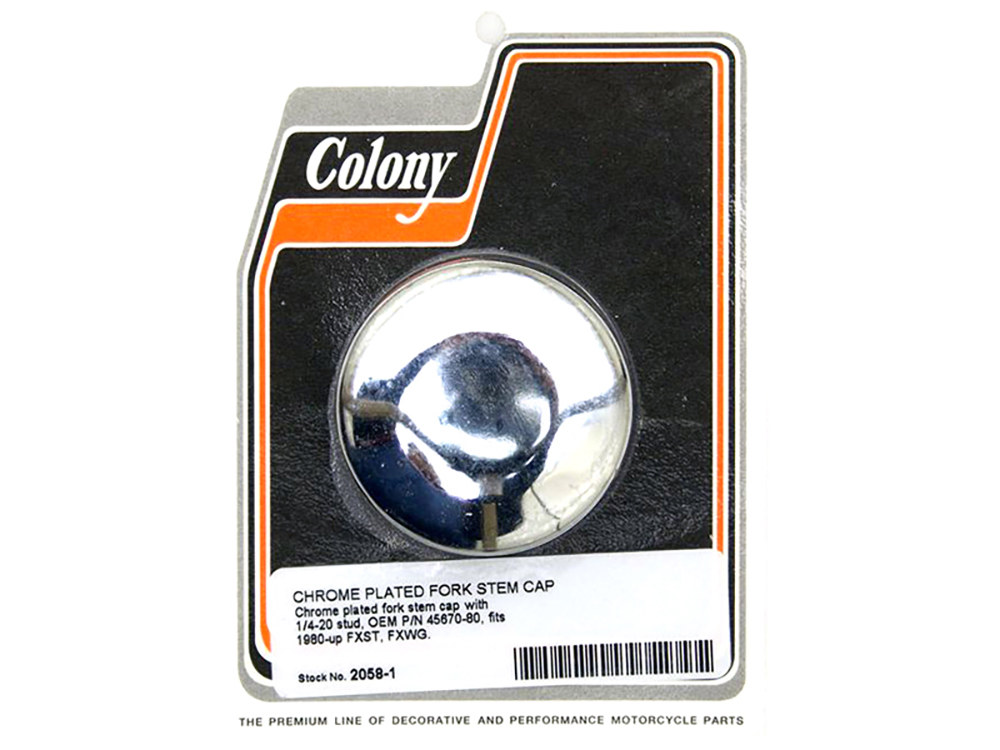 Colony Machine Fork Stem Cap – Chrome. Fits FX Softail & FXWG 1980-2015.