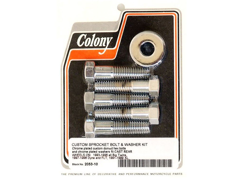 Colony Machine Rear Pulley or Sprocket Bolts – Chrome Hex Head. 7/16in.-14 x 1.75in.