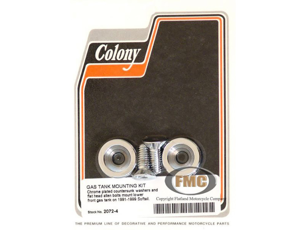 Colony Machine Front Lower Fuel Tank Mount Kit – Chrome. Fits Softail 1991-1999.