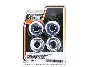 Colony Machine Handle Bar Riser Washers – Chrome. Fits Big Twin 1973up & Sportster 1973-2021. Colony Machine Handle Bar Riser Washers – Chrome. Fits Big Twin 1973up & Sportster 1973-2021.