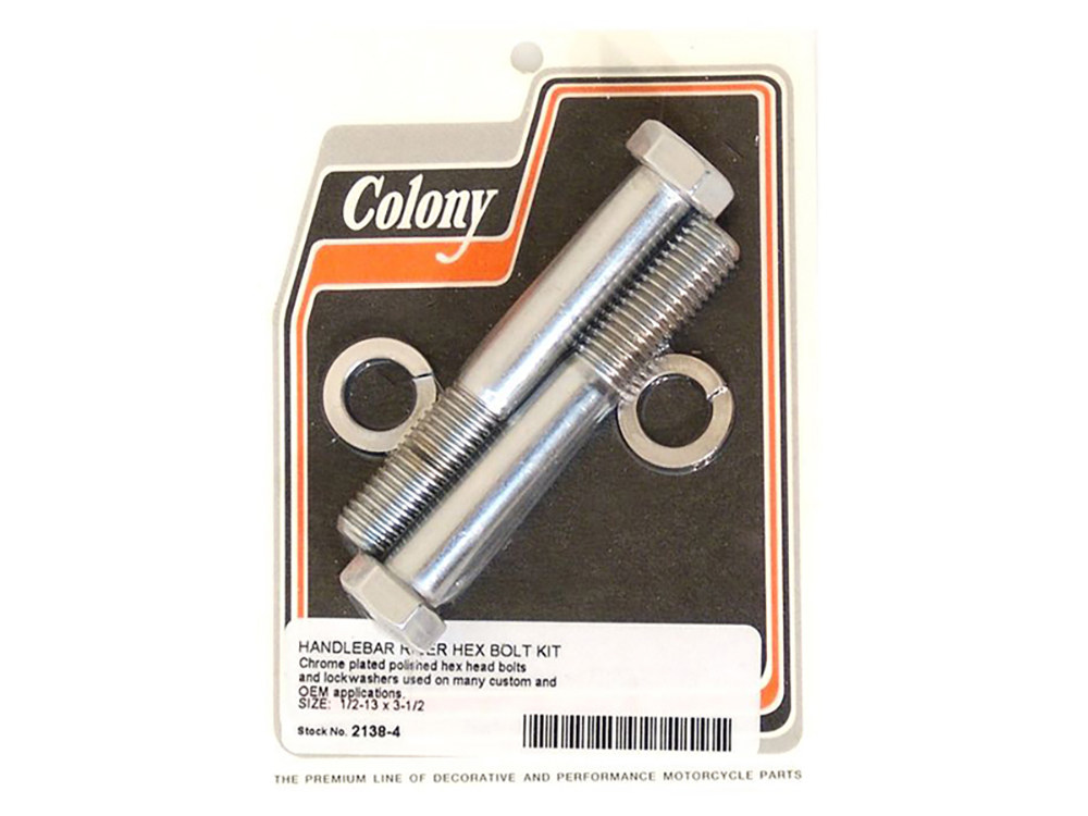 Colony Machine Hex Head 1/2-13 x 3-1/2in. Riser Bolts – Chrome.