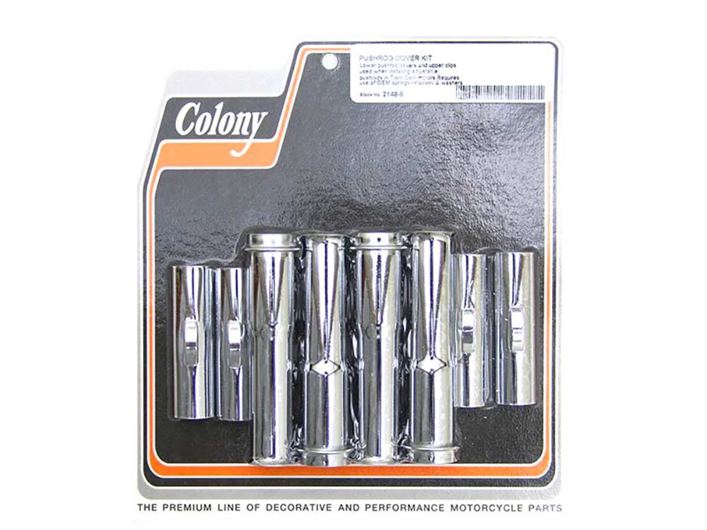 Colony Machine Pushrod Covers – Chrome. Fits Twin Cam 1999-2017.