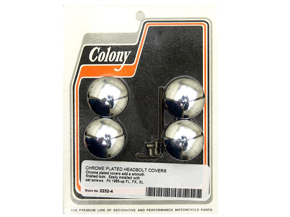 Colony Machine Smooth Head Bolt Covers – Chrome. Fits Big Twin 1985-2017 & Sportster 1986-2021.