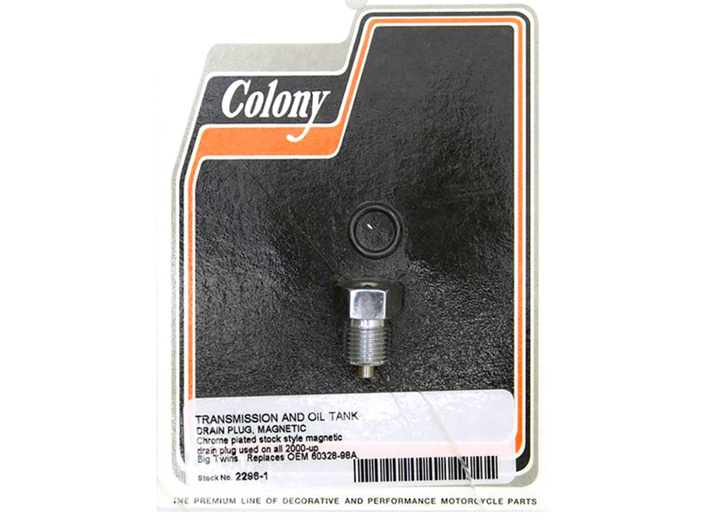 Colony Machine Oil & Transmission Drain Plug – Chrome. Fits Big Twin 2000up.
