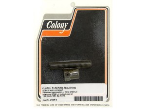 Colony Machine Clutch Pushrod Adjusting Screw & Lock Nut. Fits Big Twin 1941-1984. Colony Machine Clutch Pushrod Adjusting Screw & Lock Nut. Fits Big Twin 1941-1984.