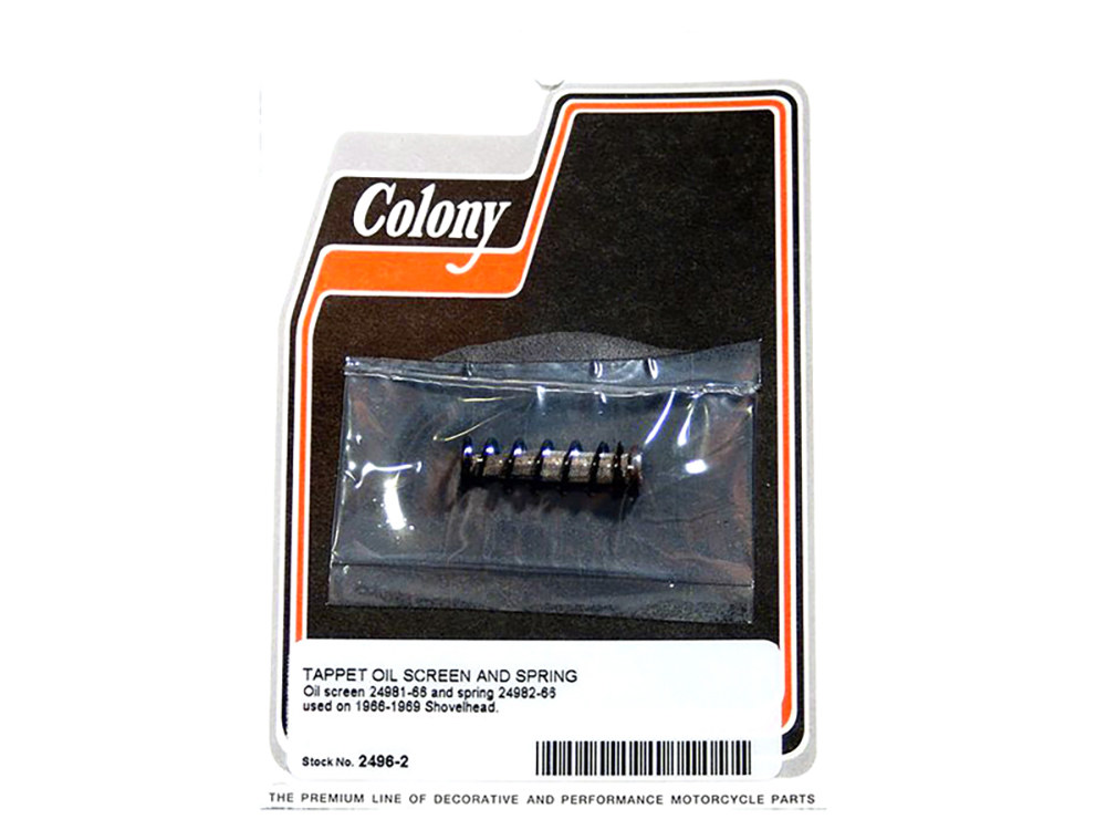 Colony Machine Tappet Oil Screen & Spring. Fits Big Twin 1966-1969.