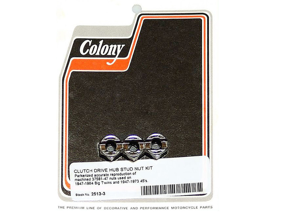 Colony Machine Clutch Hub Nut – Pack of 3. Fits 4Spd Big Twin 1947-1984 & 45’s 1947-1973.