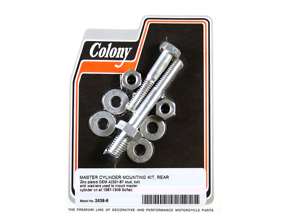 Colony Machine Foot Brake Master Cylinder Stud & Bolt Kit. Fits FL Softail 1987-1999.