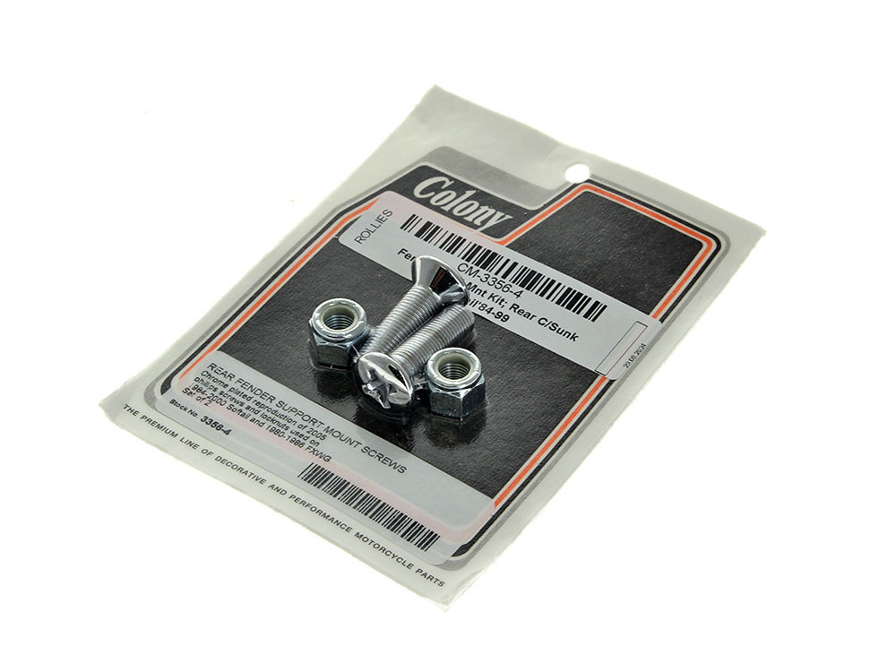 Colony Machine Rear Fender Strut Mount Bolts – Chrome. Fits Softail 1984-1999 & FXWG 1980-1986