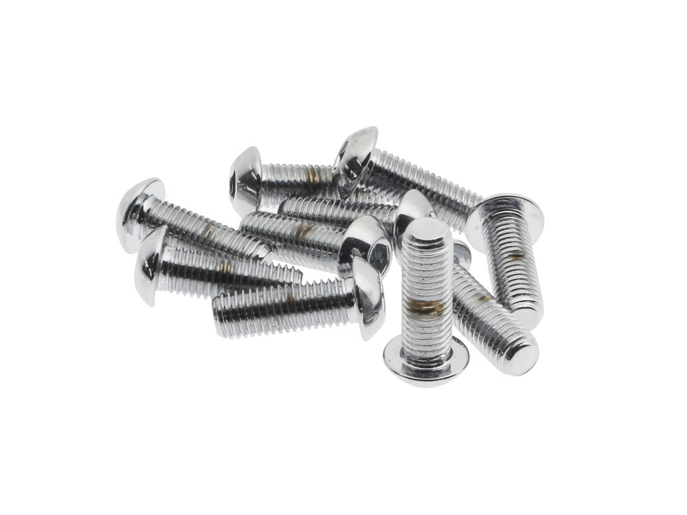 Colony Machine 1/4-28 x 3/4in. UNF Button Head Allen Bolts – Chrome. Pack 10.