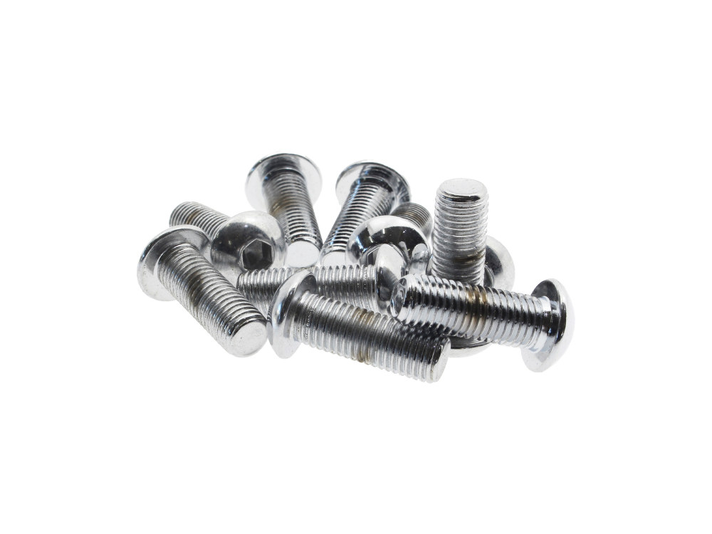 Colony Machine 5/16-24 x 7/8in. UNF Button Head Allen Bolts – Chrome. Pack 10.