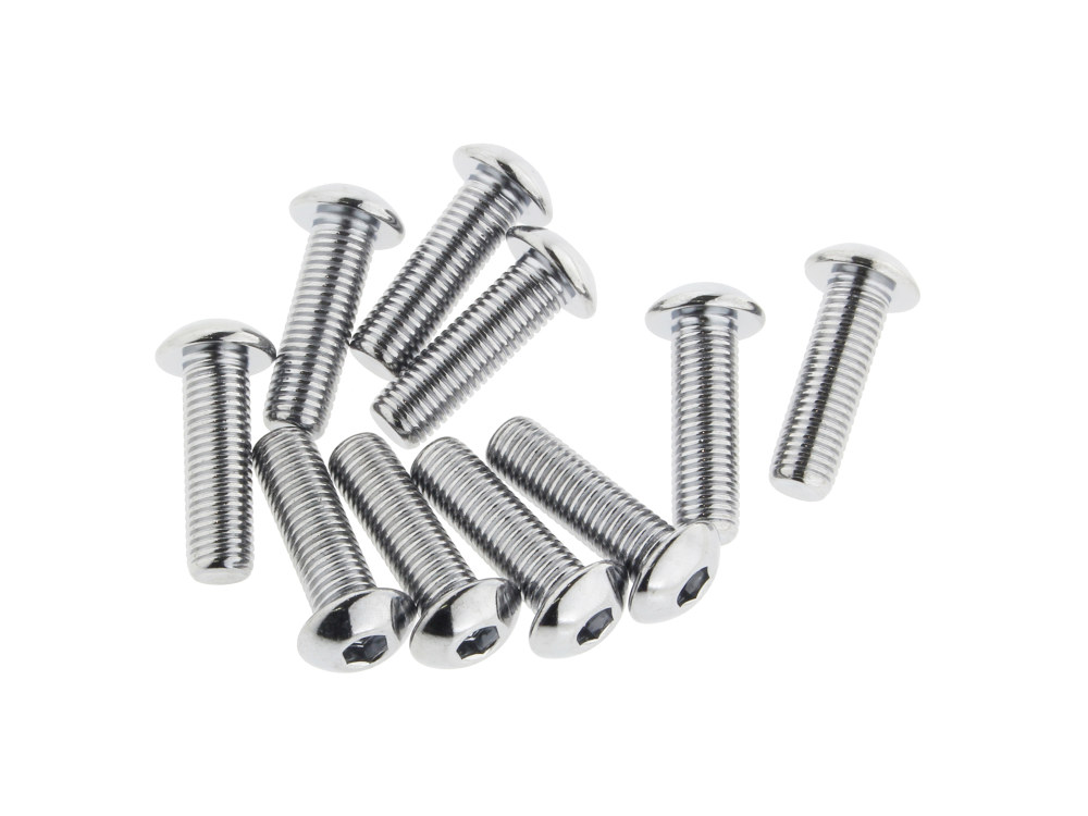 Colony Machine 5/16-24 x 1in. UNF Button Head Allen Bolts – Chrome. Pack 10.