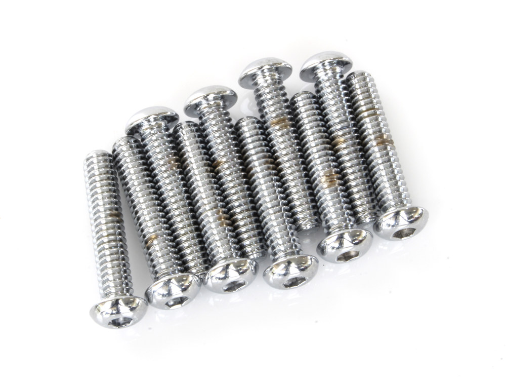 Colony Machine 1/4-20 x 1-1/4in. UNC Button Head Allen Bolts – Chrome. Pack 10.