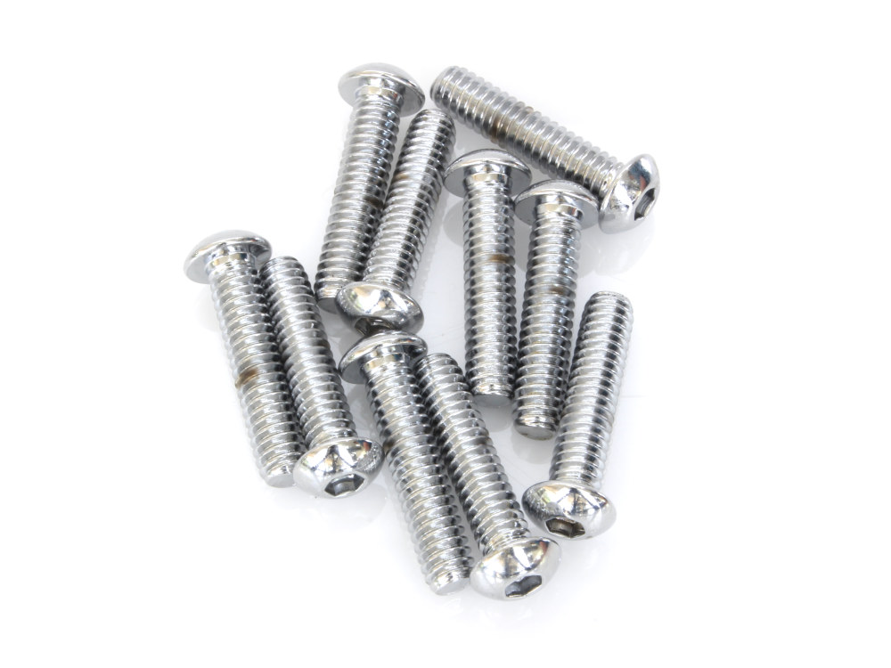 Colony Machine 1/4-20 x 1-1/8in. UNC Button Head Allen Bolts – Chrome. Pack 10.