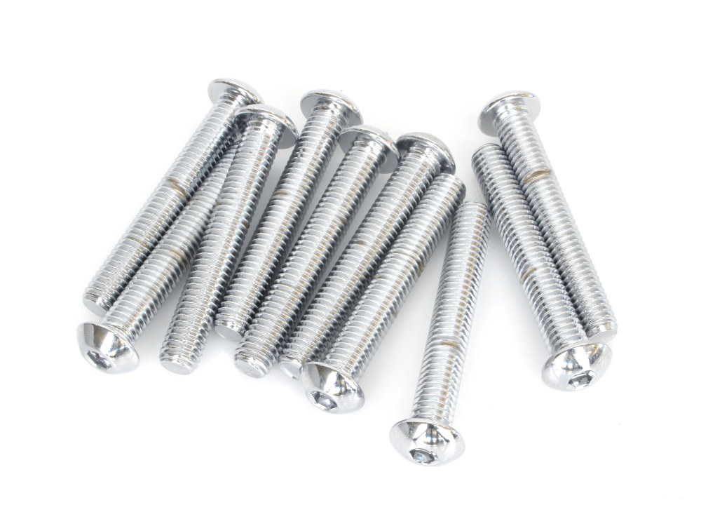 Colony Machine 3/8-16 x 2-1/2in. UNC Button Head Allen Bolts – Chrome. Pack 10.