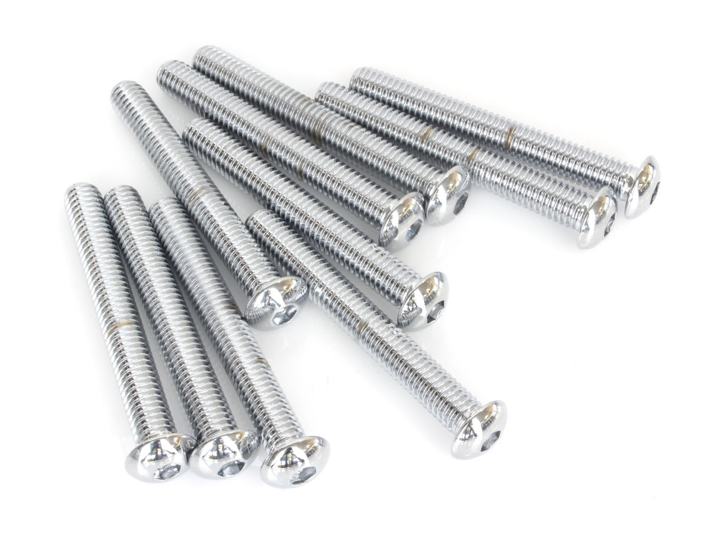 Colony Machine 3/8-16 x 3in. UNC Button Head Allen Bolts – Chrome. Pack 10.