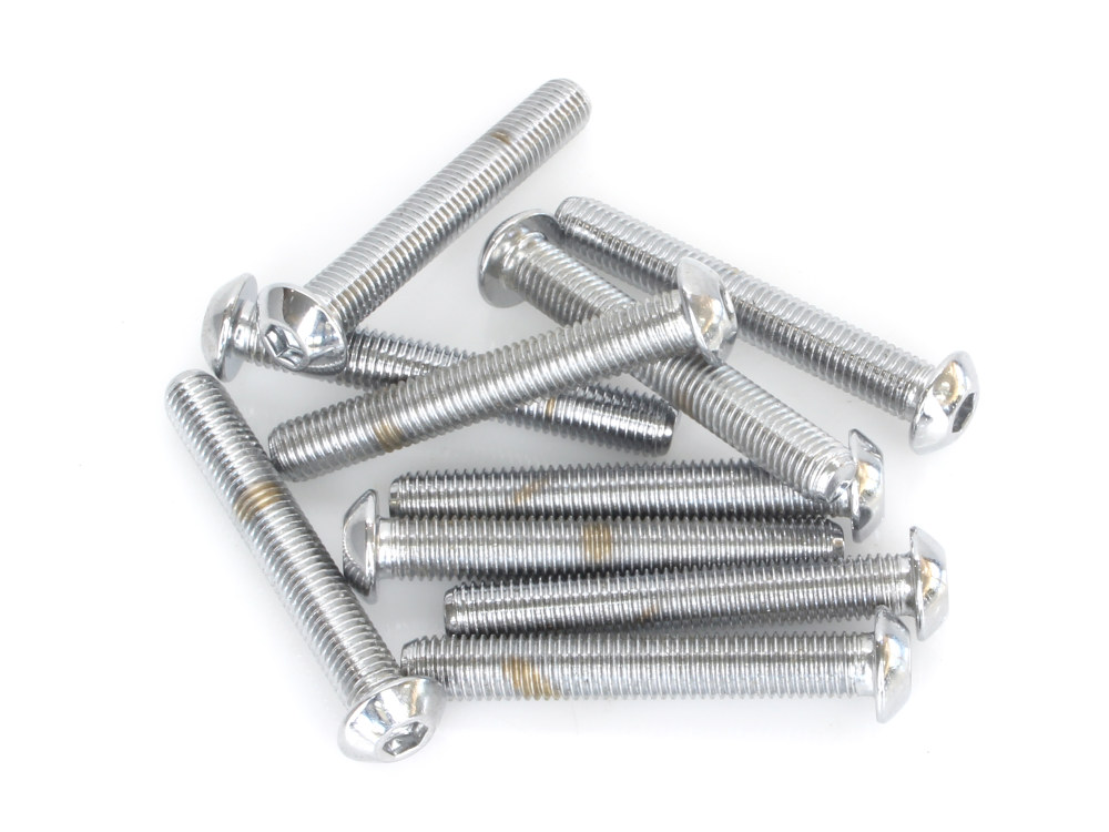 Colony Machine 1/4-28 x 1-3/4in. UNF Button Head Allen Bolts – Chrome. Pack 10.