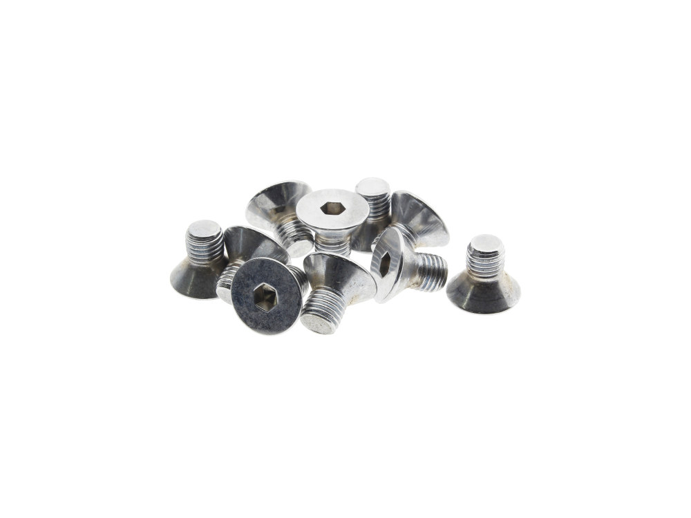 Colony Machine 5/16-24 x 1/2in. UNF Flat Head Allen Bolts – Chrome. Pack 10.