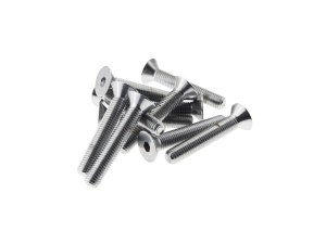 Colony Machine 1/4-28 x 1-1/2in. UNF Flat Head Allen Bolts – Chrome. Pack 10. Colony Machine 1/4-28 x 1-1/2in. UNF Flat Head Allen Bolts – Chrome. Pack 10.