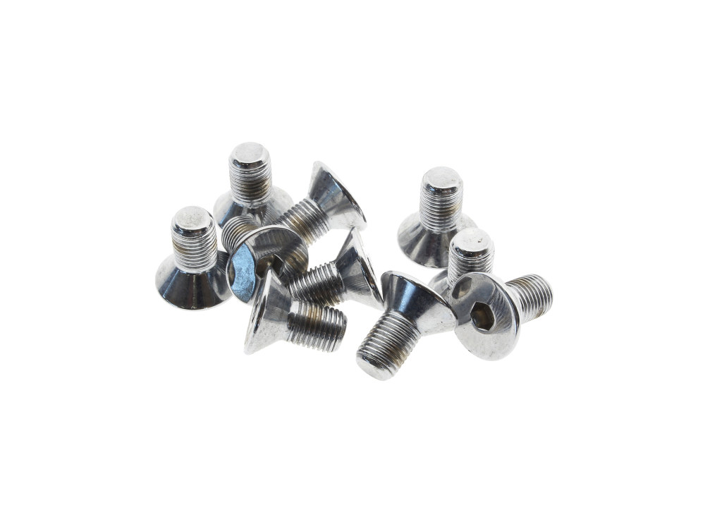 Colony Machine 3/8-24 x 3/4in. UNF Flat Head Allen Bolts – Chrome. Pack 10.