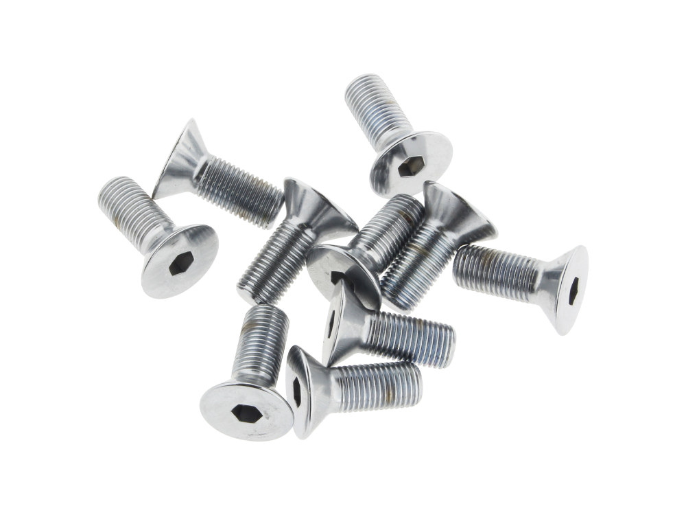 Colony Machine 3/8-24 x 1in. UNF Flat Head Allen Bolts – Chrome. Pack 10.