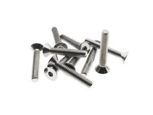 Colony Machine 1/4-20 x 1-1/2in. UNC Flat Head Allen Bolts – Chrome. Pack 10. Colony Machine 1/4-20 x 1-1/2in. UNC Flat Head Allen Bolts – Chrome. Pack 10.