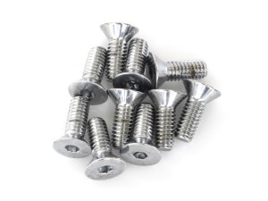 Colony Machine 5/16-18 x 7/8in. UNC Flat Head Allen Bolts – Chrome. Pack 10. Colony Machine 5/16-18 x 7/8in. UNC Flat Head Allen Bolts – Chrome. Pack 10.