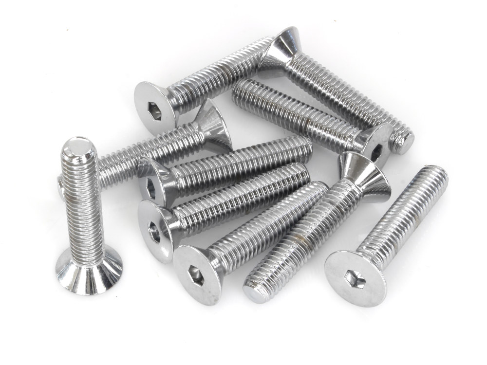 Colony Machine 3/8-16 x 2in. UNC Flat Head Allen Bolt – Chrome. Pack 10.
