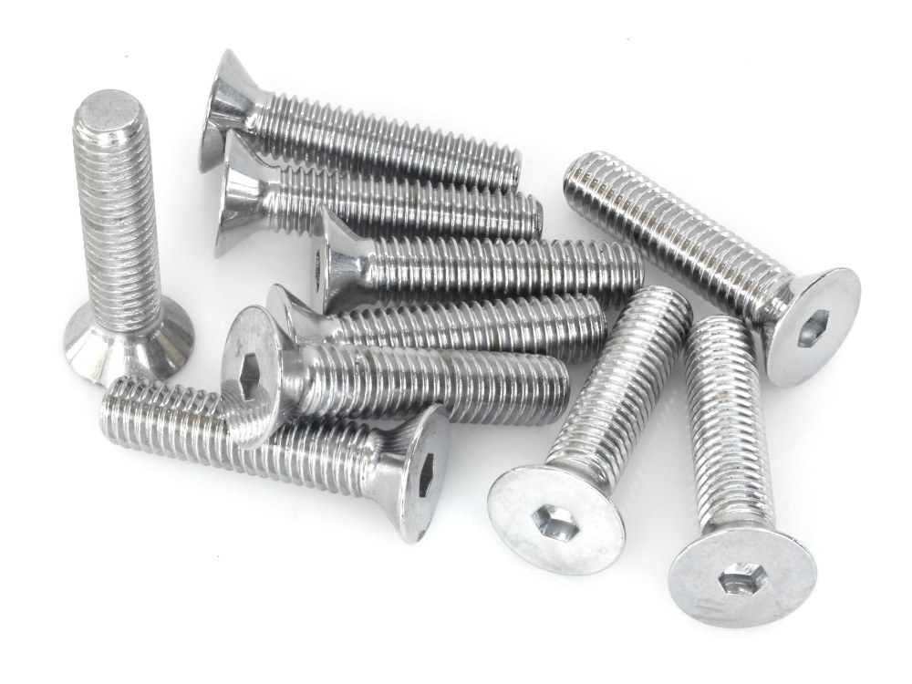 Colony Machine 7/16-14 x 2in. UNC Flat Head Allen Bolt – Chrome. Pack 10.