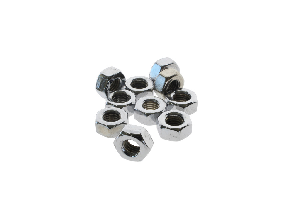 Colony Machine 1/4-28 UNF Hex Nuts – Chrome. Pack 10.