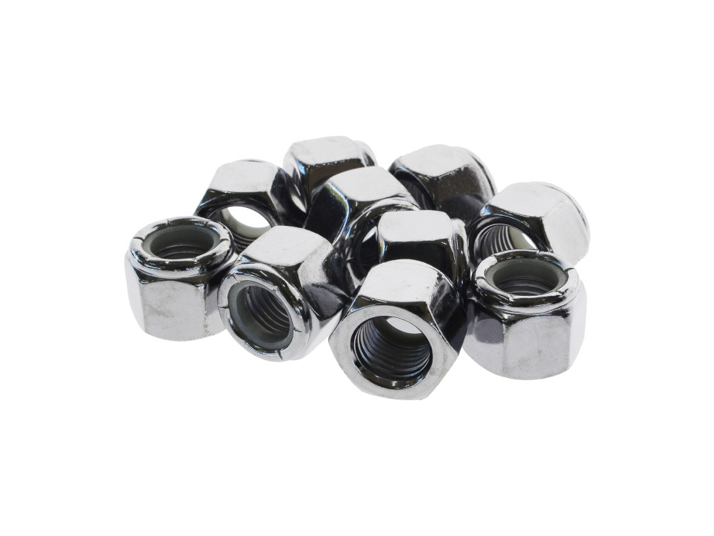 Colony Machine 3/8-24 UNF Nylon Insert Locknuts – Chrome. Pack 10.