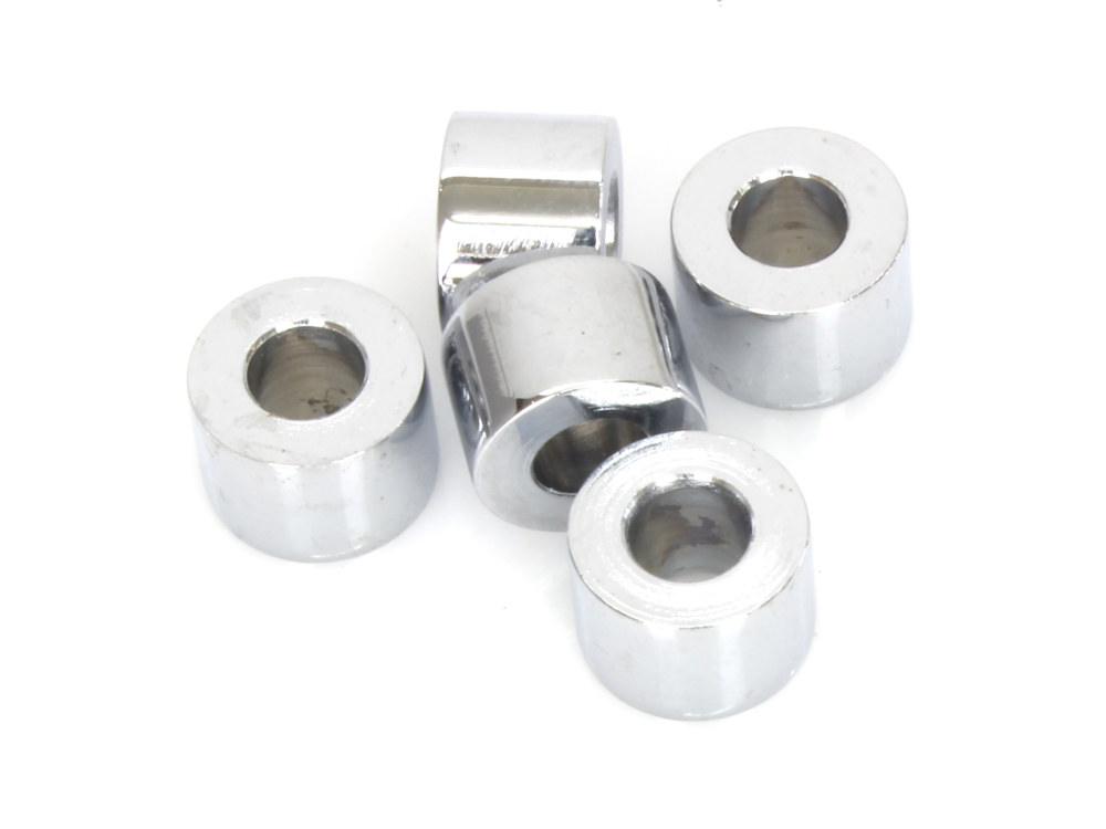 Colony Machine 1/4in. ID x 3/8in. Wide Steel Spacers – Chrome. Pack 5.