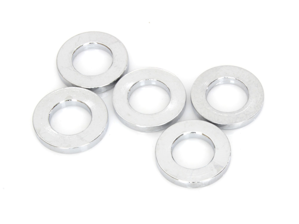 Colony Machine 1/2in. ID x 1/8in. Wide Steel Spacers – Chrome. Pack 5.