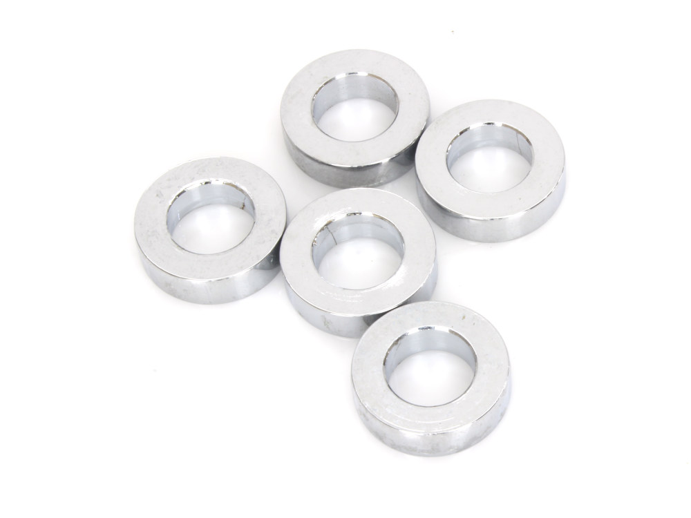Colony Machine 1/2in. ID x 1/4in. Wide Steel Spacers – Chrome. Pack 5.