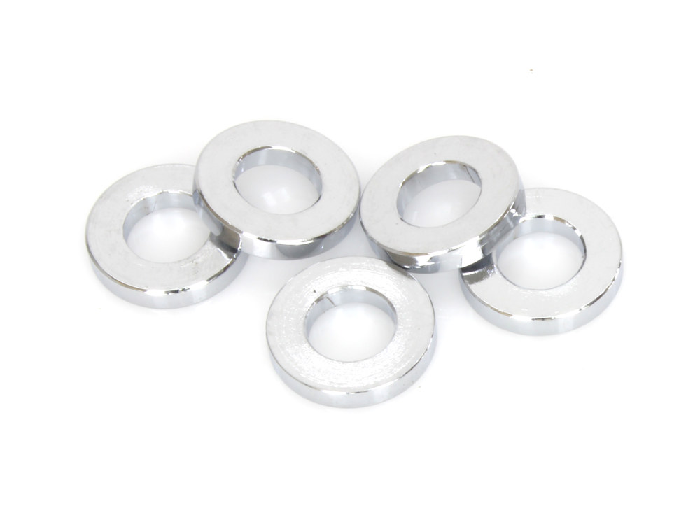 Colony Machine 3/8in. ID x 1/8in. Wide Steel Spacers – Chrome. Pack 5.