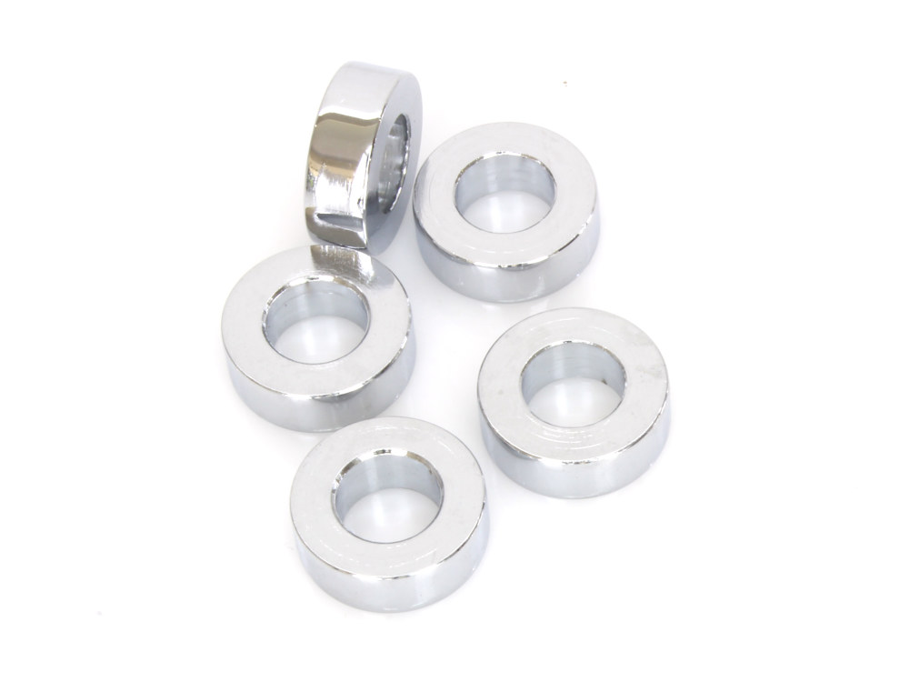Colony Machine 3/8in. ID x 1/4in. Wide Steel Spacers – Chrome. Pack 5.