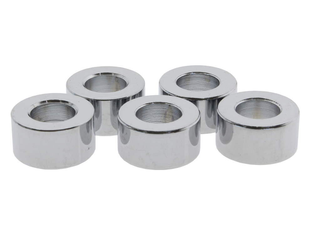 Colony Machine 3/8in. ID x 3/8in. Wide Steel Spacers – Chrome. Pack 5.