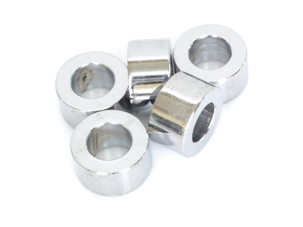 Colony Machine 1/2in. ID x 1/2in. Wide Steel Spacers – Chrome. Pack 5.